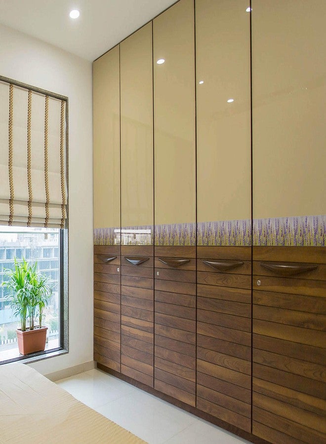 WallDesign شريط حائط مزخرف من الفينيل بتصميم عشب وأزهار الخزامى الأرجوانية - عرض 5.25 بوصة × طول 5 أقدام - Image 2